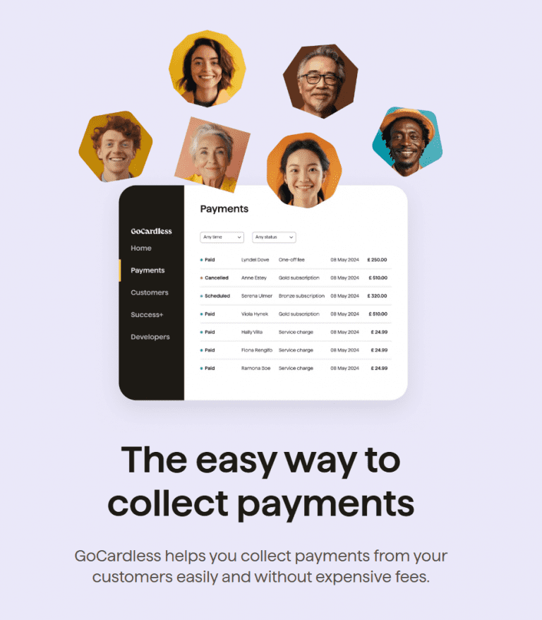 GoCradless allows you to collect payments from customers in an easy way.