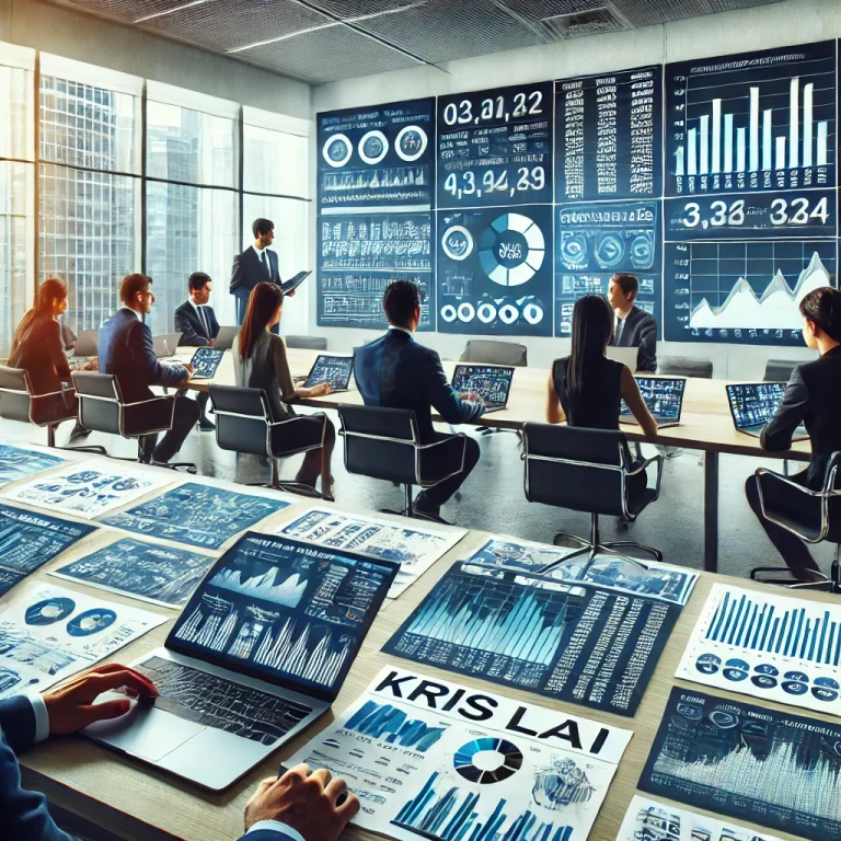 Business leaders reviewing financial data, charts, and spreadsheets in a modern office environment, highlighting financial modelling and decision-making.