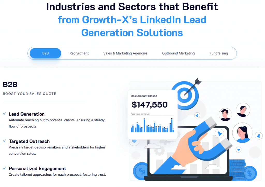 Automate reaching out to potential clients, ensuring a steady flow of prospects. Precisely target decision-makers and stakeholders for higher conversion rates. Create tailored approaches for each prospect, fostering trust.